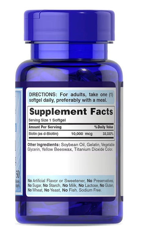 Puritan's Pride Ultra Mega Biotin 10,000mcg 100 Softgels