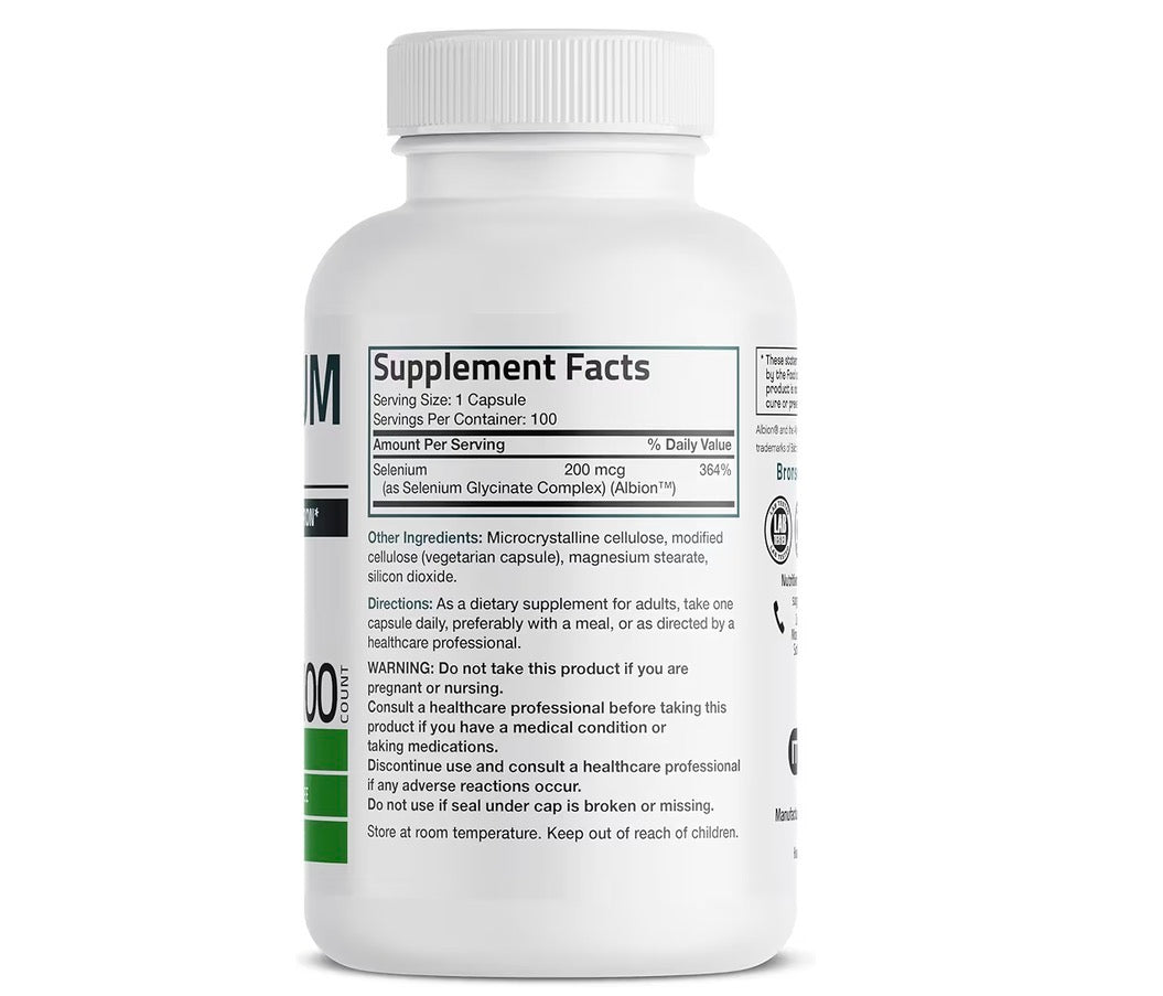 Bronson Selenium 200mcg Chelated 100 Veg Capsules