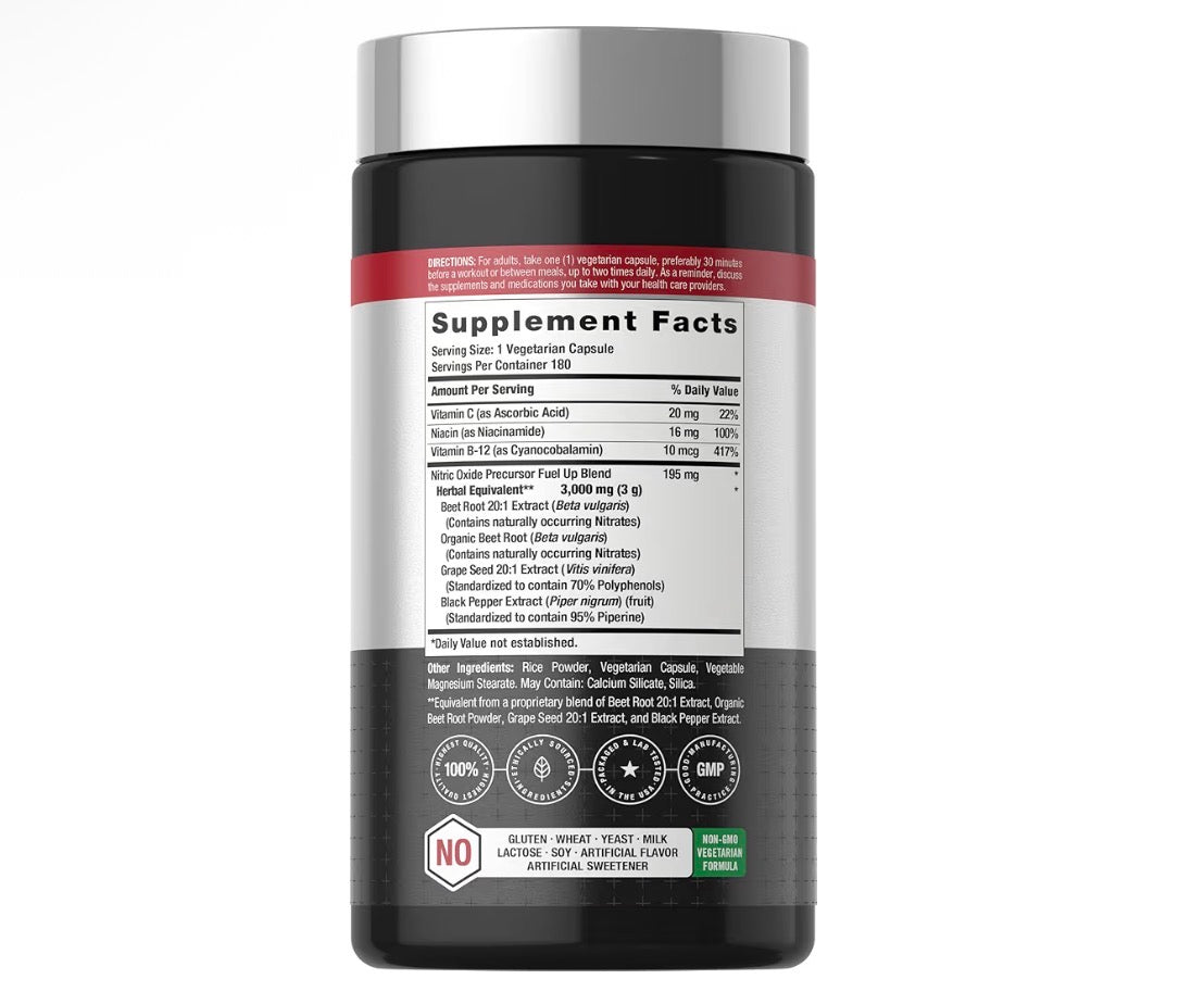 Horbäach Nitric Oxide Max Beet Root+ with Nitrates 180 Veg Capsules