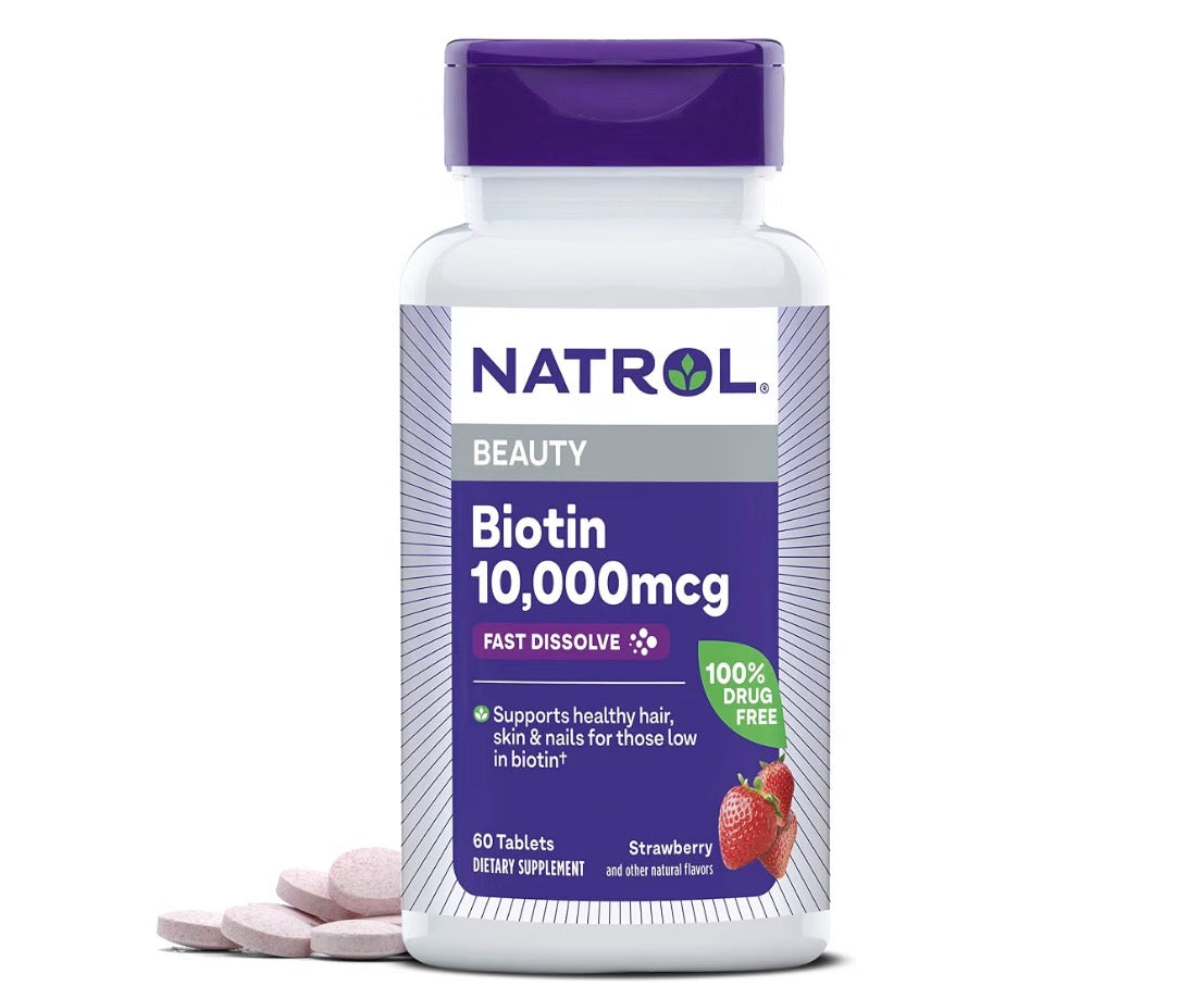 Natrol Beauty Biotin 10,000mcg Fast Dissolve, 60 Tablets