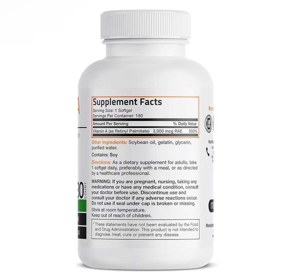 Bronson Vitamin A 10,000 IU 180 Softgels