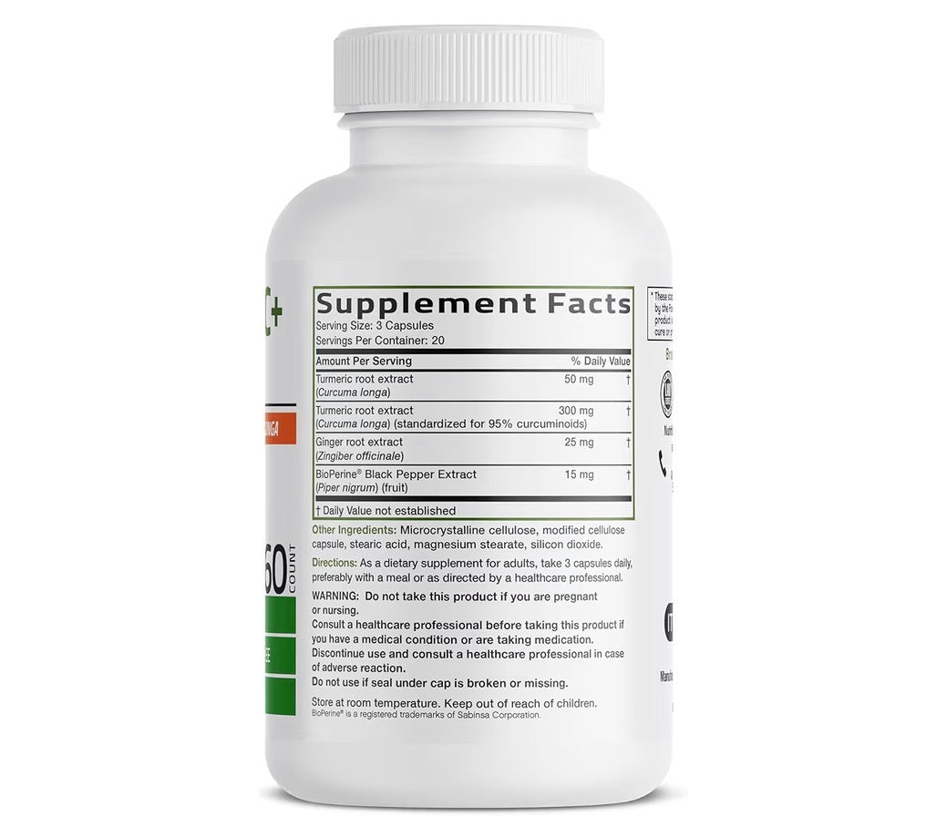 Bronson Turmeric + Ginger Extra Strength 60 Veg Capsules