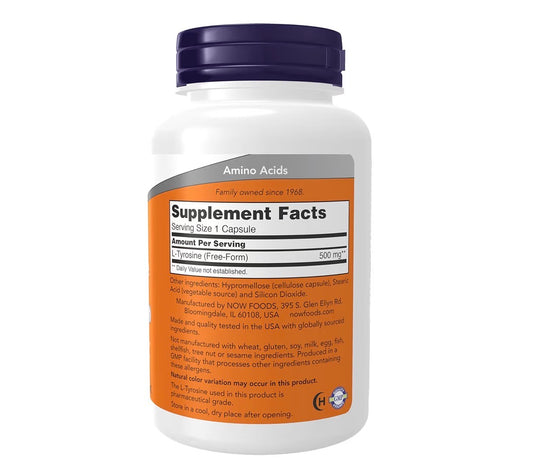 NOW Foods L-Tyrosine 500mg 120 Capsules