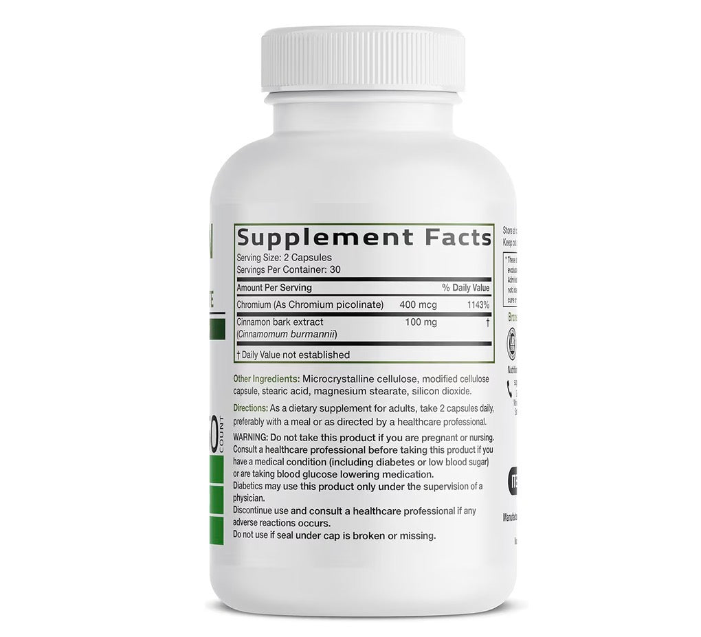 Bronson Cinnamon Plus Chromium Picolinate 60 Veg Capsules