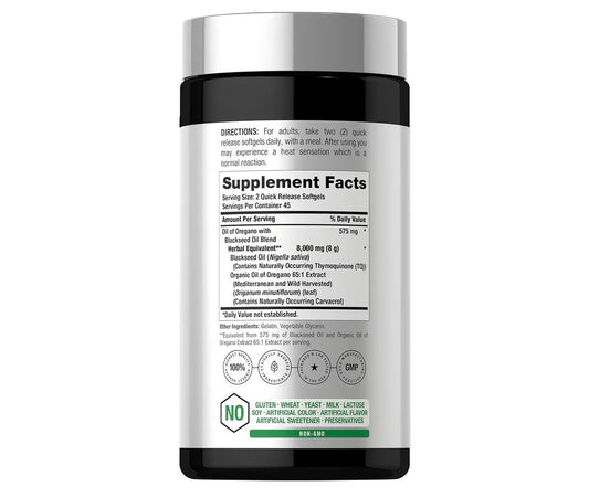 Horbäach Oil of Oregano with Blackseed Oil 8000mg 90 Softgels