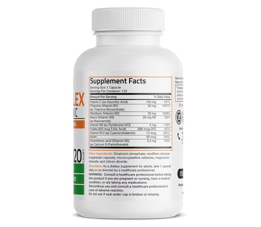 Bronson Vitamin B-Complex with Vitamin C 120 Veg Capsules