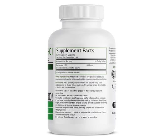 Bronson Berberine HCl 500mg 30 Veg Capsules