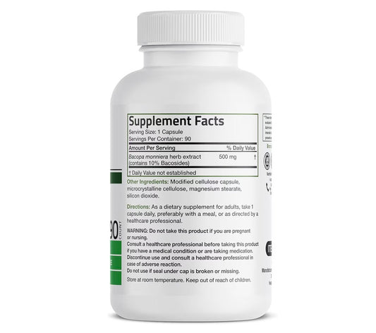 Bronson Bacopa Extract 500mg 90 Veg Capsules