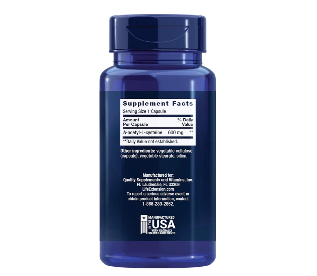 Life Extension N-Acetyl-L-Cysteine NAC 600mg 60 Capsules