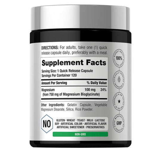 Horbäach Magnesium Bisglycinate 750mg 120 Capsules