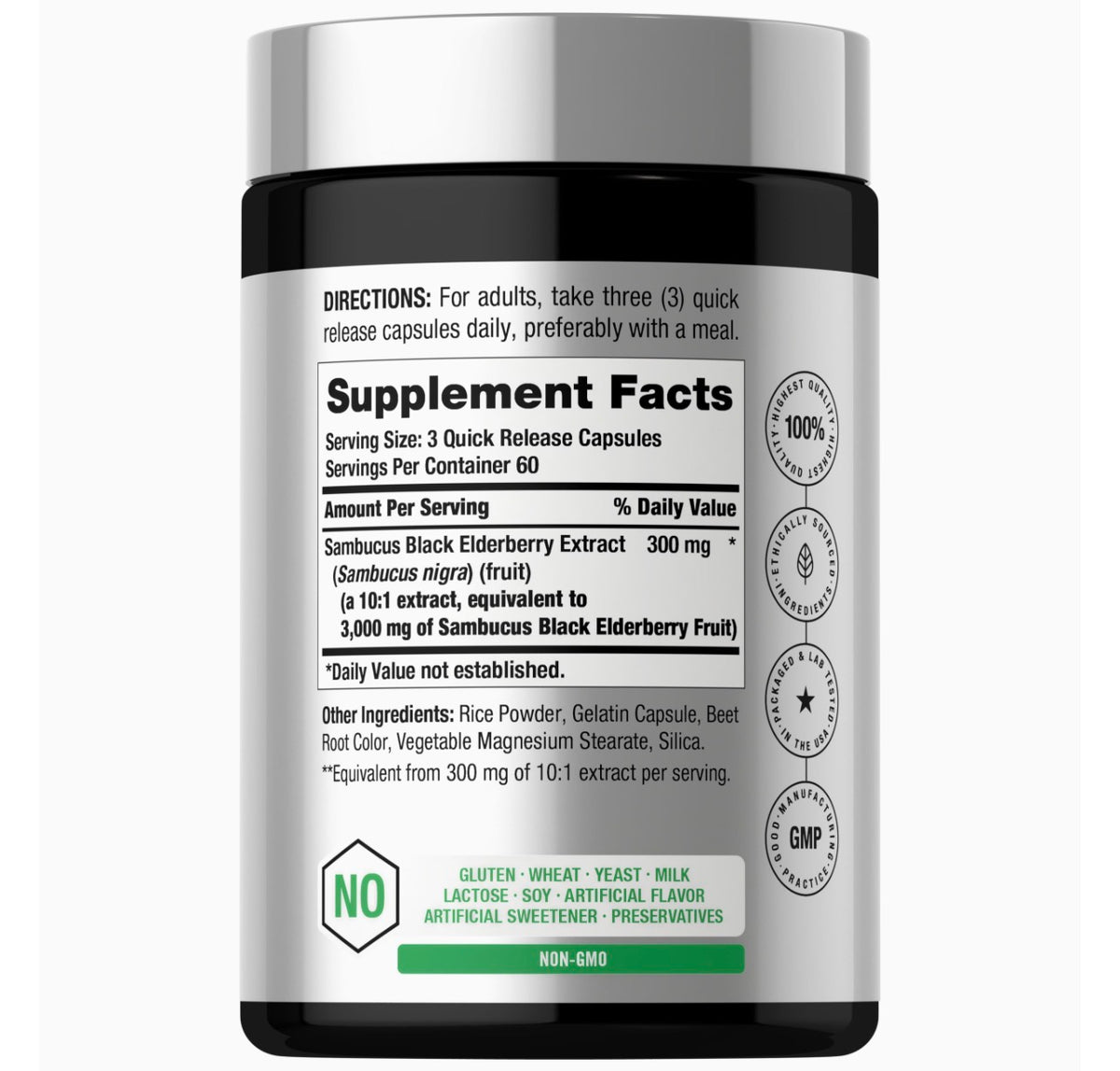 Horbäach Sambucus Black Elderberry 3000mg 180 Capsules