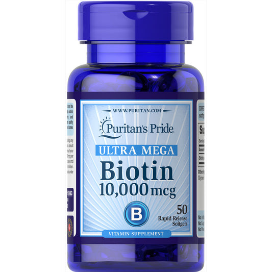 Puritan's Pride Ultra Mega Biotin 10,000mcg 50 Softgels