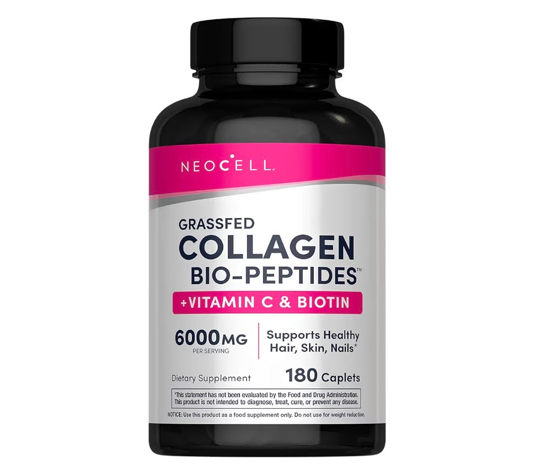 NeoCell Grassfed Collagen Bio-Peptides with Vitamin C & Biotin, 180 Caplets