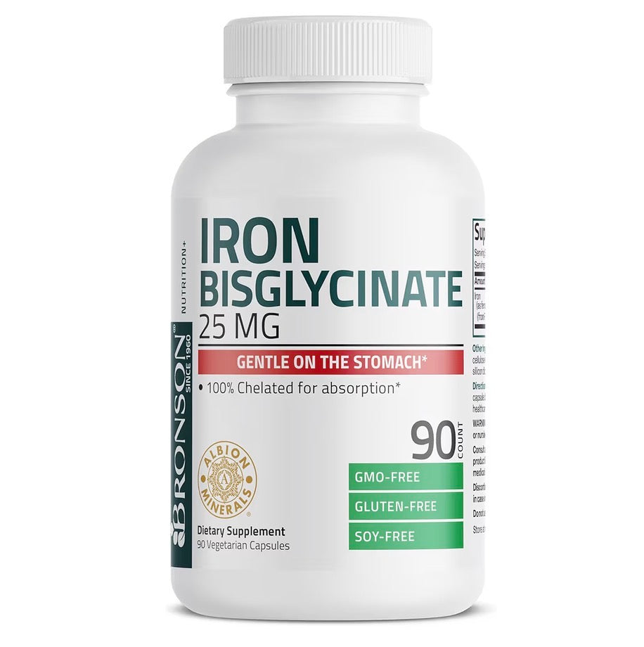 Bronson Iron Bisglycinate 25mg 90 Veg Capsules
