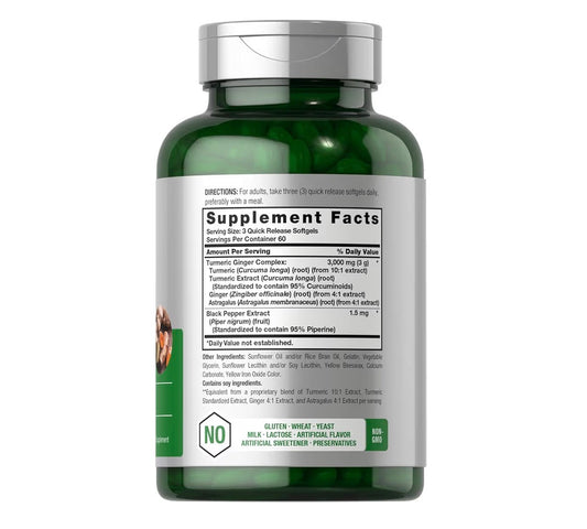 Horbäach Turmeric & Ginger Complex 3000mg, 180 Softgels