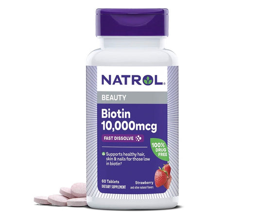 Natrol Beauty Biotin 10,000mcg Fast Dissolve, 60 Tablets