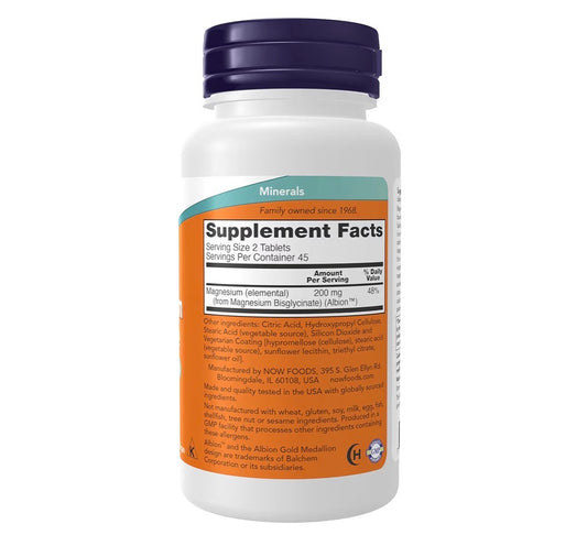 NOW Foods Magnesium Glycinate 90 Tablets
