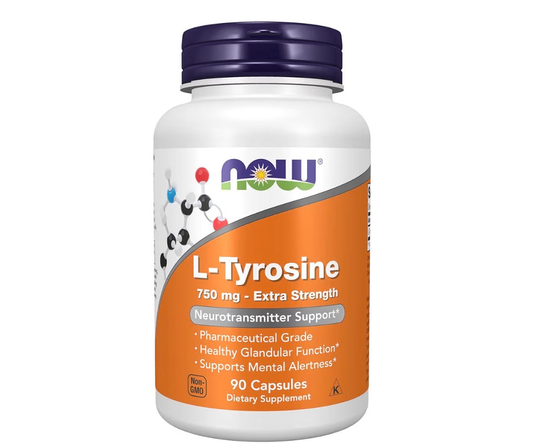 NOW Foods L-Tyrosine 750mg Extra Strength 90 Capsules
