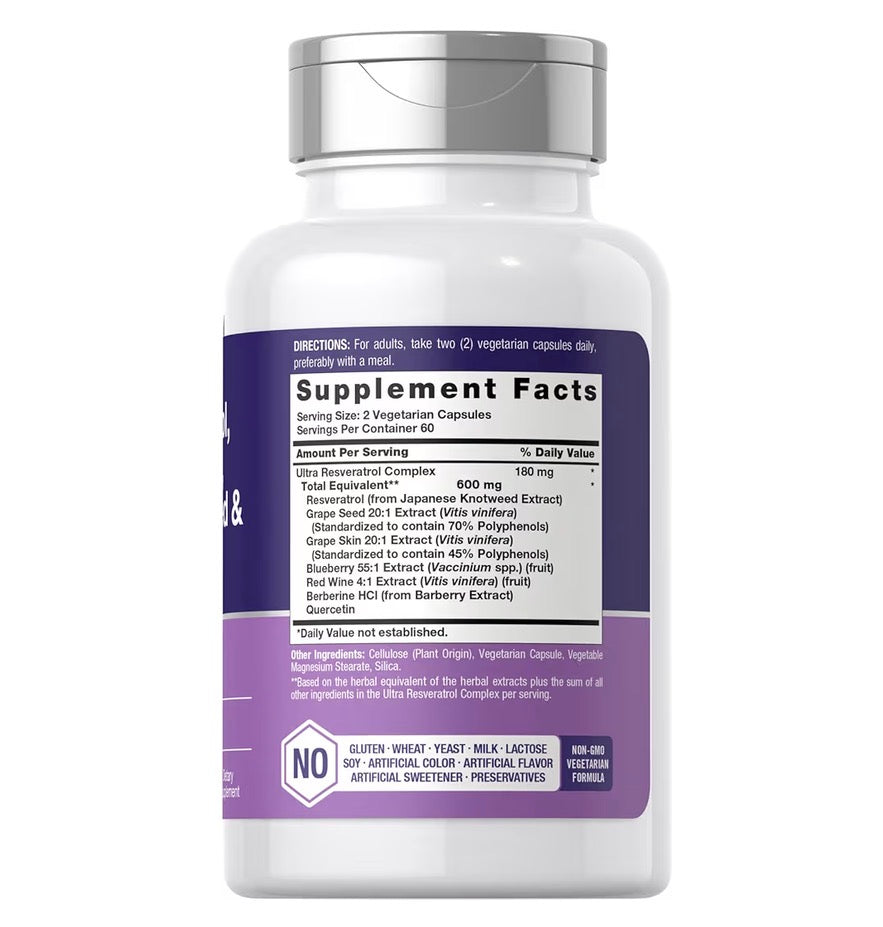Horbäach Resveratrol, Berberine, Grape Seed & Quercetin, 120 Capsules