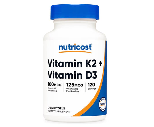 Nutricost Vitamin K2 + Vitamin D3 120 Softgels
