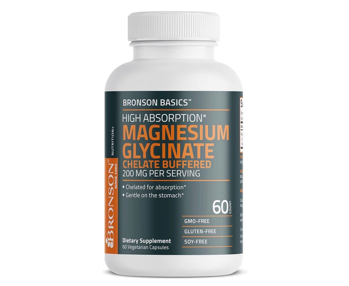 Bronson Magnesium Glycinate Chelate Buffered 200mg 60 Veg Capsules
