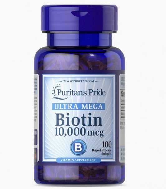 Puritan's Pride Ultra Mega Biotin 10,000mcg 100 Softgels