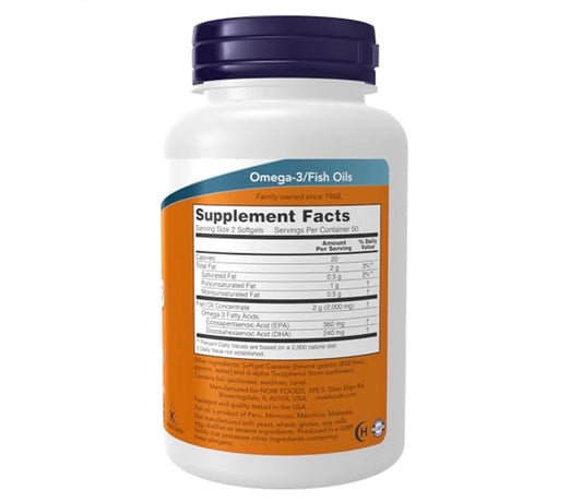 NOW Foods Omega-3 Fish Oil 100 Softgels