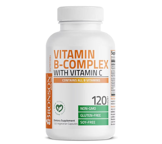 Bronson Vitamin B-Complex with Vitamin C 120 Veg Capsules