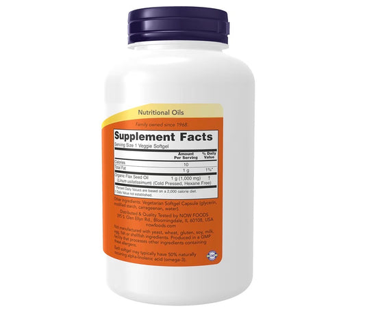 NOW Foods Flax Oil 1000mg 120 Veggie Softgels