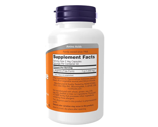 NOW Foods L-Arginine 500mg 100 Veg Capsules