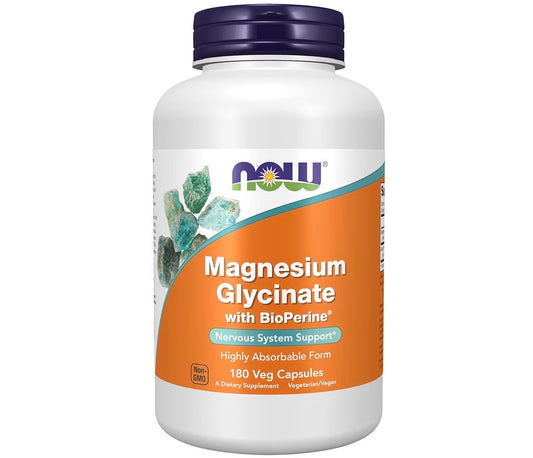 NOW Foods Magnesium Glycinate with BioPerine 180 Veg Capsules