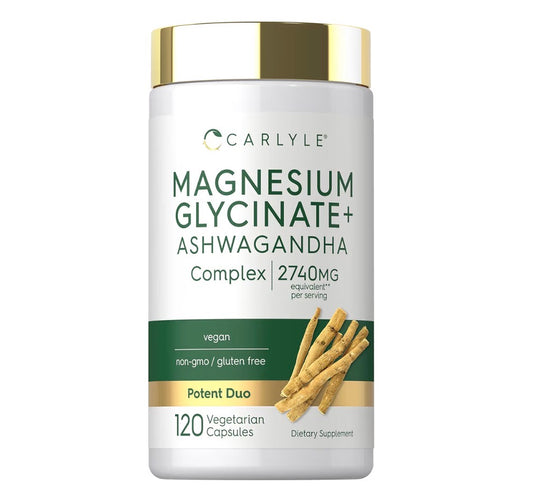 Carlyle Magnesium Glycinate + Ashwagandha Complex, 120 Capsules