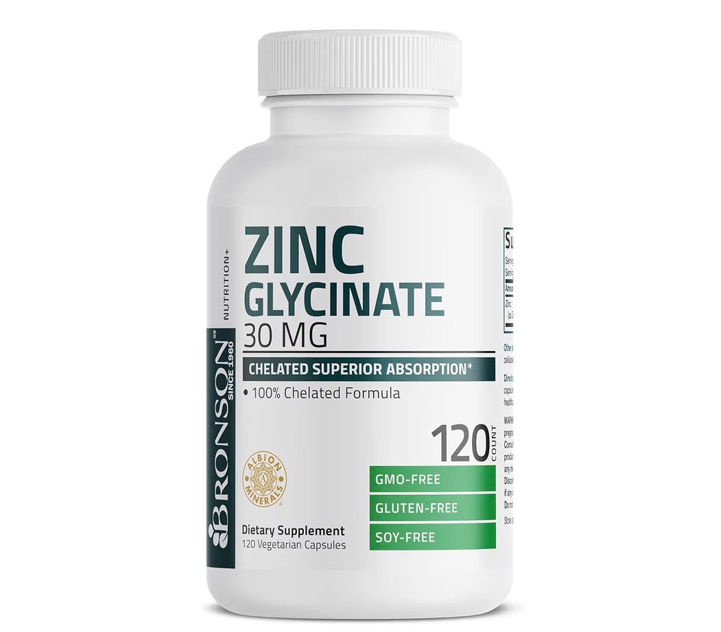Bronson Zinc Glycinate 30mg, 120 Capsules