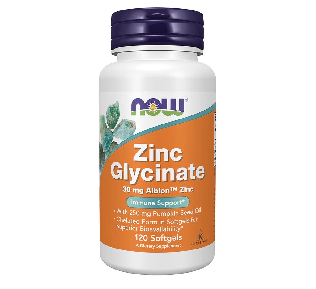 NOW Zinc Glycinate 30mg, 120 Softgels