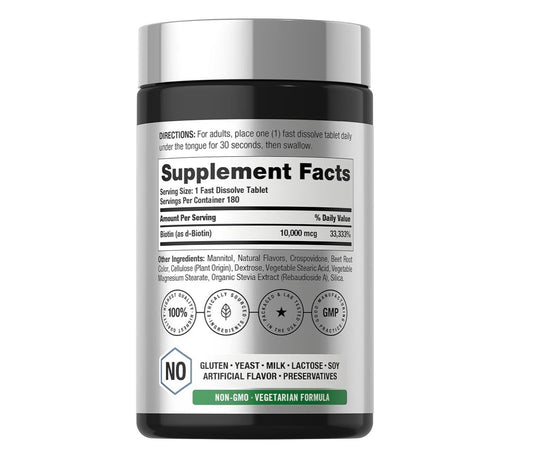 Horbäach Biotin 10,000mcg 180 Fast Dissolve Tablets