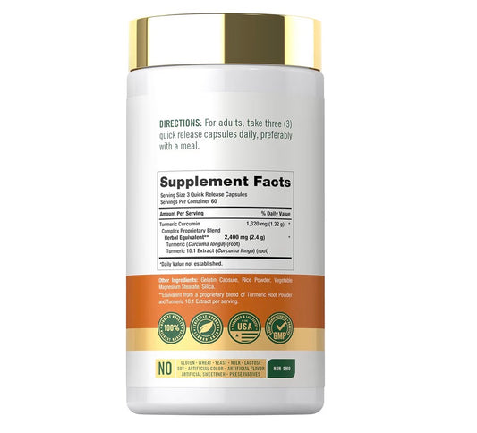 Carlyle Turmeric Curcumin Complex 2400mg, 180 Capsules