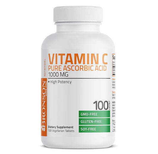 Bronson Vitamin C 1000mg Pure Ascorbic Acid, 100 Tablets
