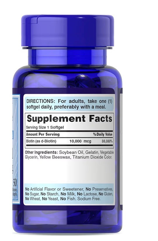 Puritan's Pride Ultra Mega Biotin 10,000mcg 50 Softgels