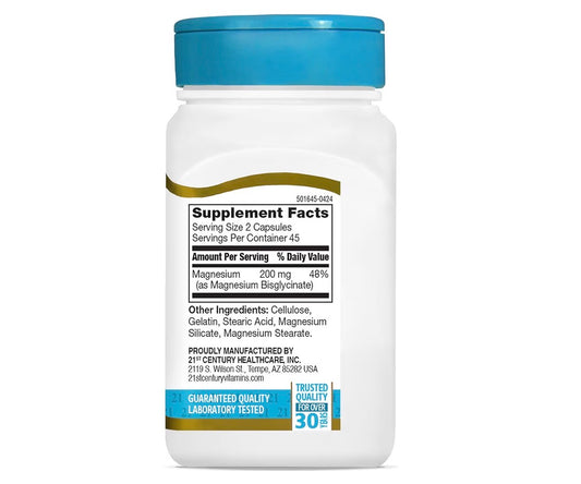 21st Century Magnesium Glycinate 200mg 90 Capsules