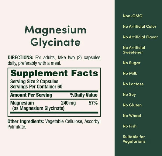 Nature's Bounty High Absorption Magnesium Glycinate 240mg 120 Capsules