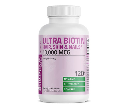 Bronson Ultra Biotin Hair, Skin & Nails 10,000mcg 120 Veg Capsules