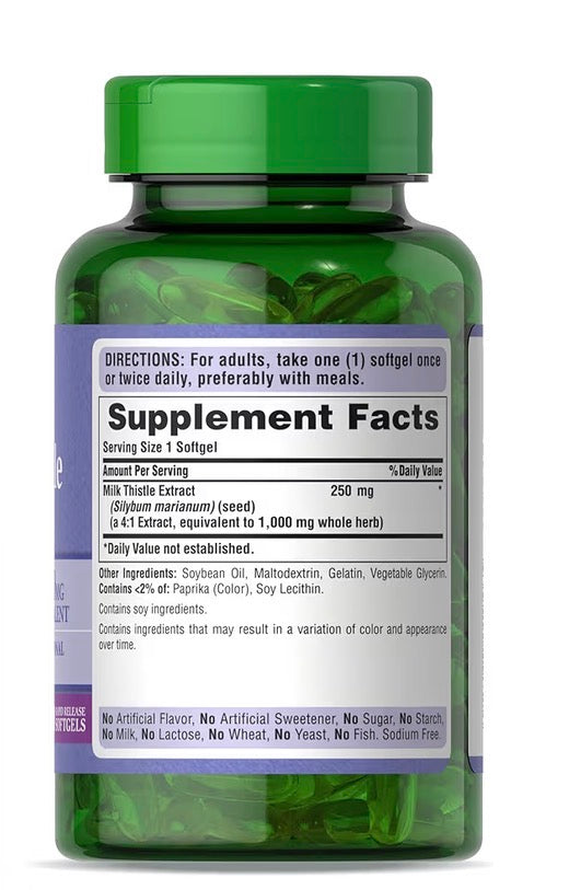 Puritan's Pride Milk Thistle Extract 1000mg 180 Softgels