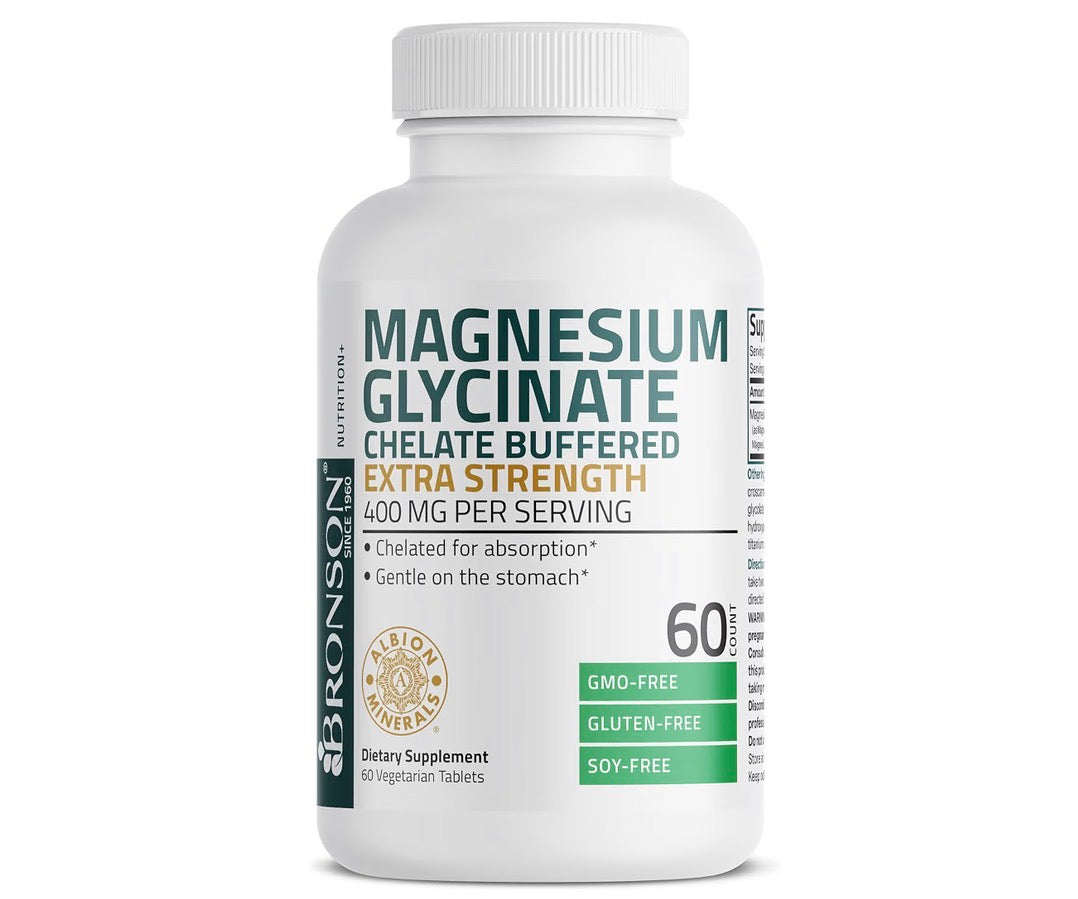 Bronson Magnesium Glycinate Chelate Buffered Extra Strength 400mg 60 Veg Tablets