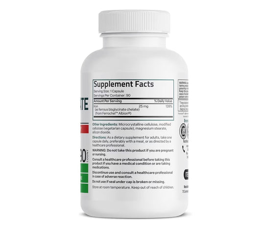 Bronson Iron Bisglycinate 25mg 90 Veg Capsules