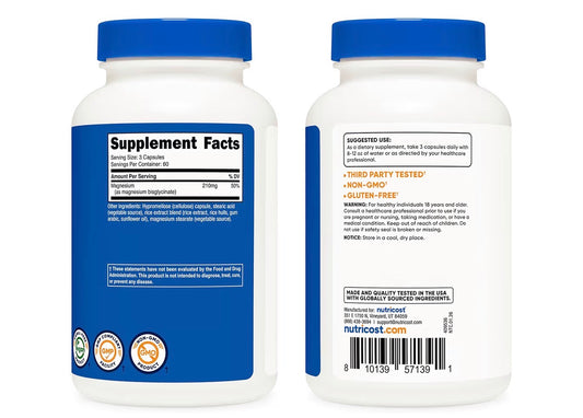 Nutricost Magnesium Glycinate 210mg 180 Capsules