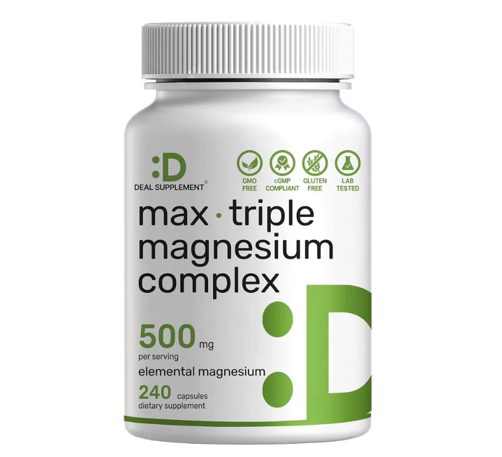 Deal Supplement Max Triple Magnesium Complex 500mg 240 Capsules, bottle