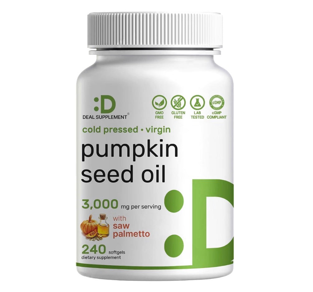 Deal Supplement Pumpkin Seed Oil 3000mg with Saw Palmetto 240 Softgels, bottle