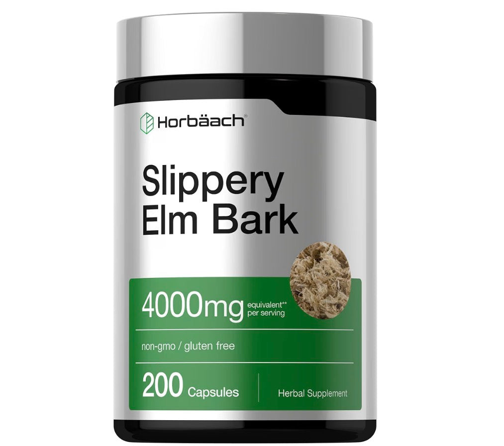 Horbäach Slippery Elm Bark 4000mg 200 Capsules, bottle